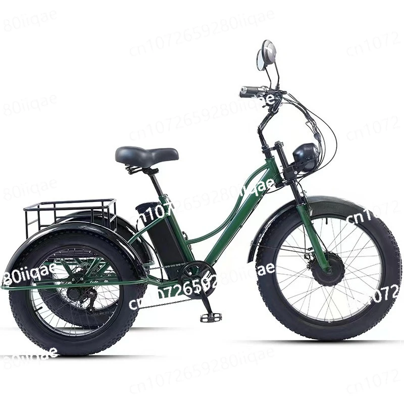 

24-Inch Fat Tire Pedal Power Electric Tricycle Rough Tire Snow Tricycle
