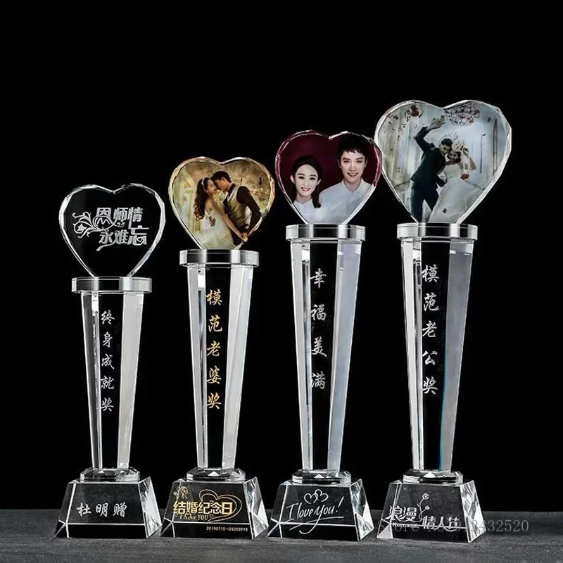 Customized Custom Crystal Trophy for Home Decoration, Can Add Photos as Prize, Sports Movie, Employee Annual Meeting Awards, 1Pc