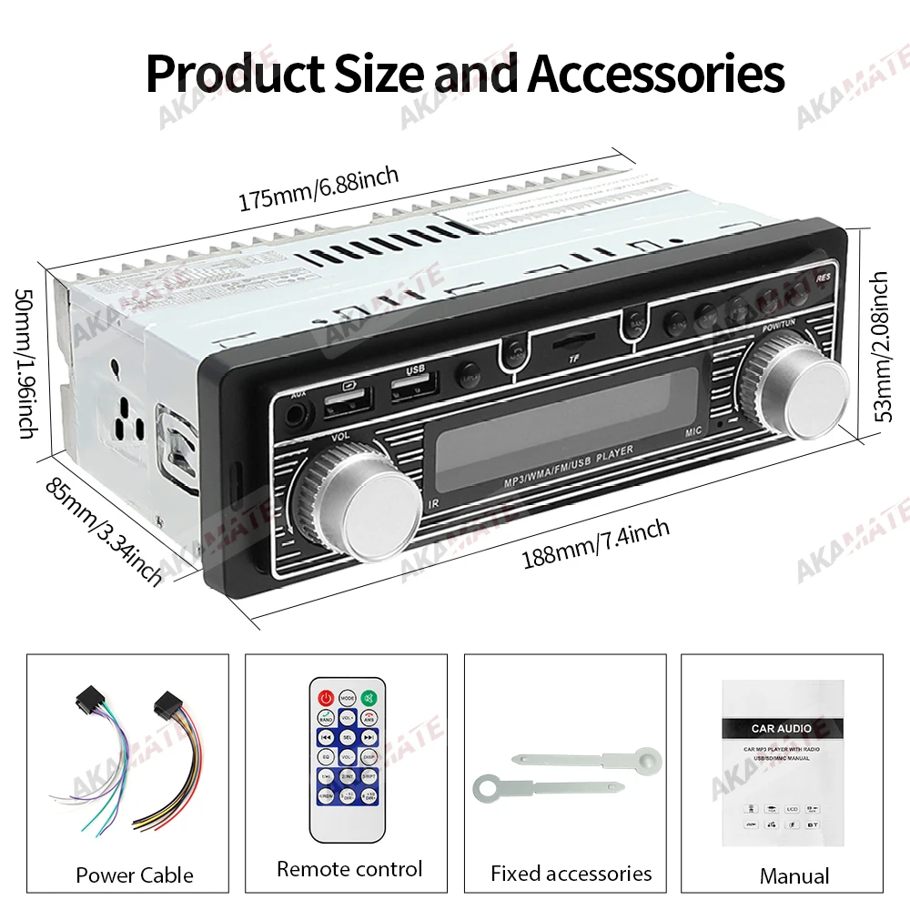 Autoradio für Mercedes Benz 1Din MP3 Multimedia Player Stereo Audio Unterstützung Telefon Aufladen Bluetooth EQ AUX USB FM Radio – Detail 18