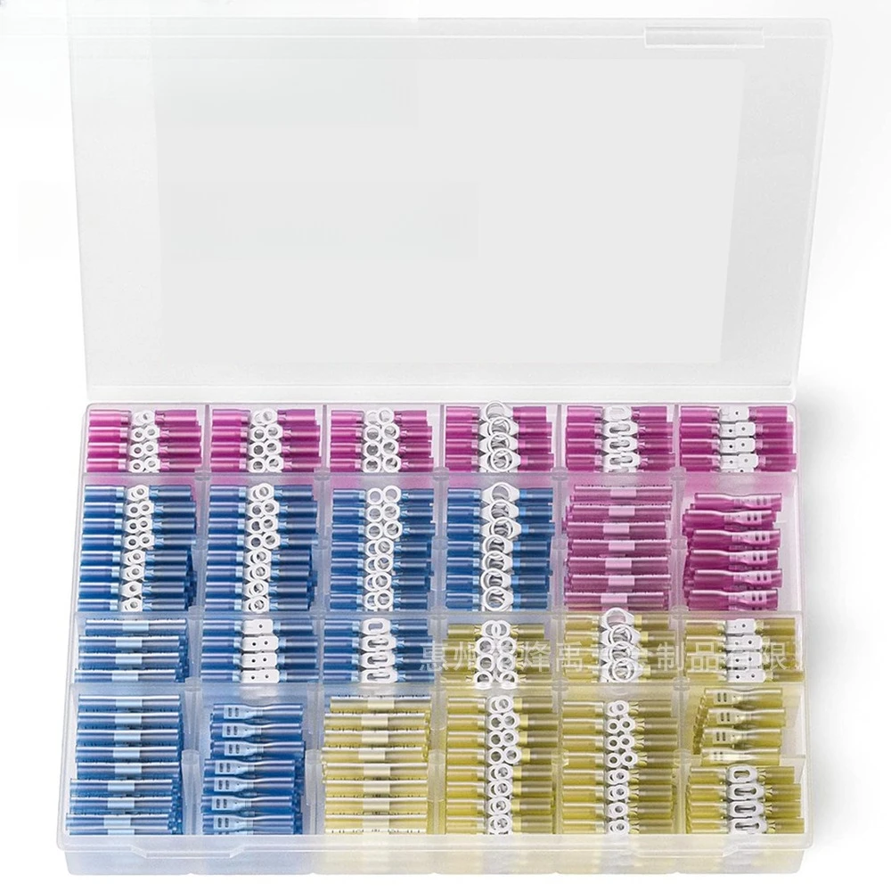 450PCS BHT Waterproof Heat Shrink Wire Terminal Kit, Ring Fork Spade Butt Connectors Assortment Box