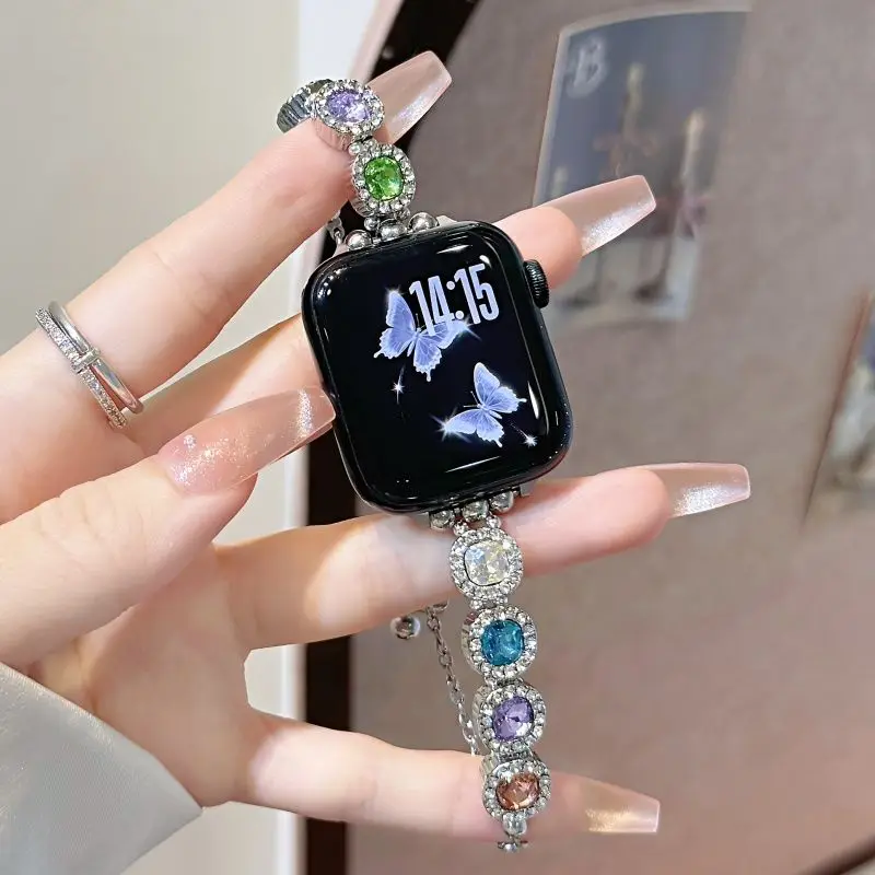 

Квадратный ремешок для часов iWatch, совместимый с бриллиантами, 38 мм, 40 мм, 41 мм, 42 мм, 44 мм, 45 мм, 49 мм, модный ремешок ручной работы