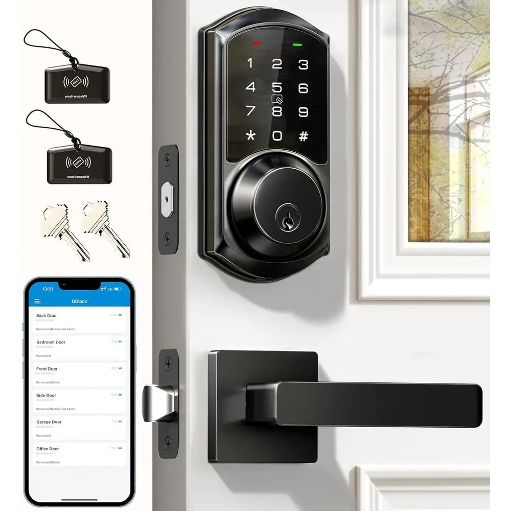 

VE06-L s with 2 Lever Handle Set, App Control, KeylEntry Deadbolt or ront Door, Eic Digital Touchsn Keypad, Auto Lock, Waterproo