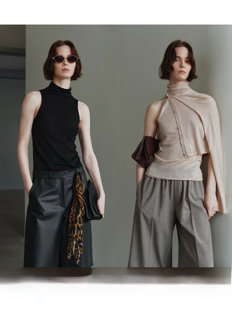 

MSBEAST Silk Camere Knitted Vest ortened Open Cardigan Set Lightweight Commute Sle Straight Tube Long Sve ort Length