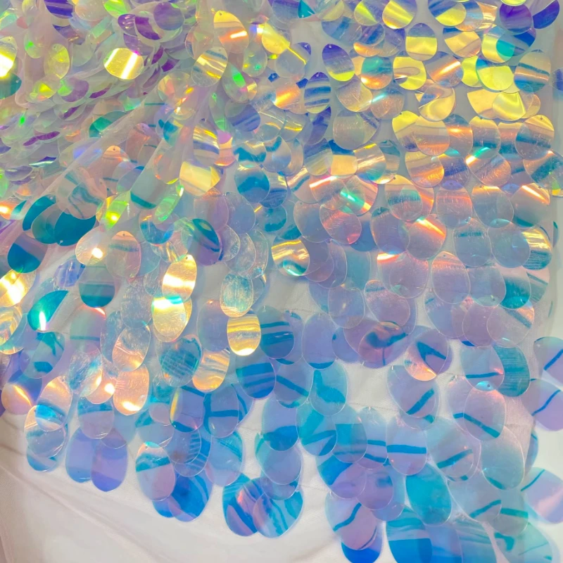 

Encrypt Laser Sequin Embroidery Mesh Fabric for DIY Sewing Wedding Dress Garment Accessories Clothing Fashion Cloth Material