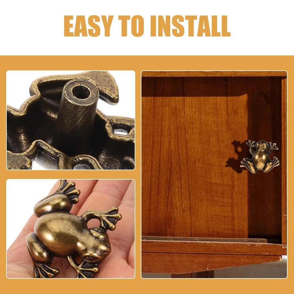 

4Pcs Zinc Alloy Frog Shape Cabinet Handles Multipurpose Vintage Drawer Pulls Wardrobe Dresser Furniture Hardware Accessories