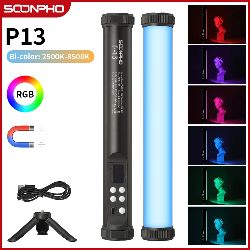 

soonpho P13 Video Light Rechargeable LED Light Handheld Video Photography Stick Creative Video Fill Sutefoto Led Light Stick