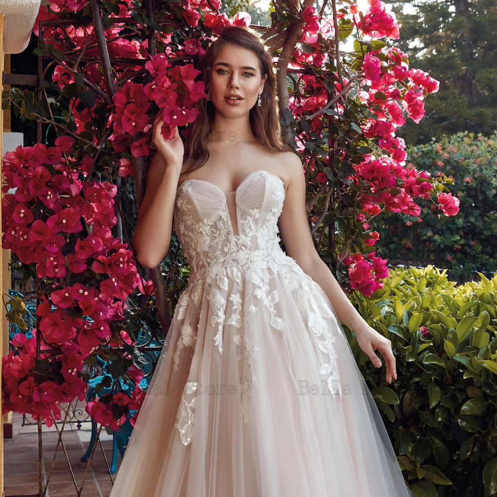 Robes de mariée A-Line Chérie Cou, Patients, Quelles que soient les appliques, Bow Back Button Sweep Train, Tulle VestiEducational De Novia, Classique, 2023