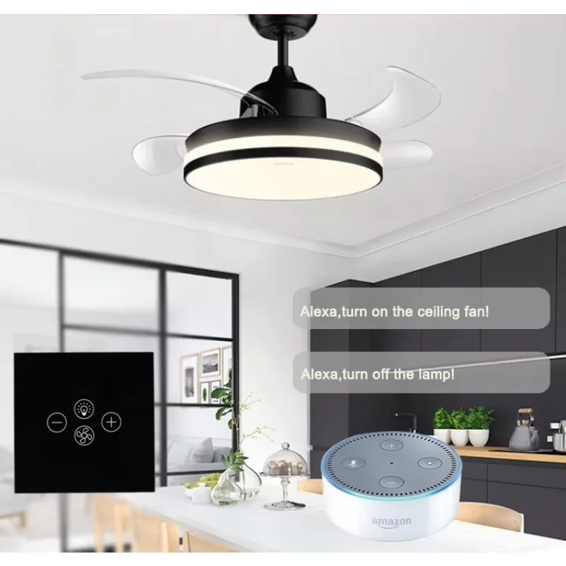 STLF Real-time Status Displays Wifi Control Smart Dimmer Switch Glass Panel Fan Control Switch