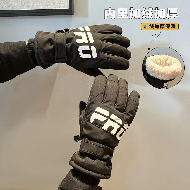 Gloves Winter Male Driving Skiing Warm Thickened Fleece Sports Waterproof Wind-Proof and Cold Protection Touch Screen Cycling Mo