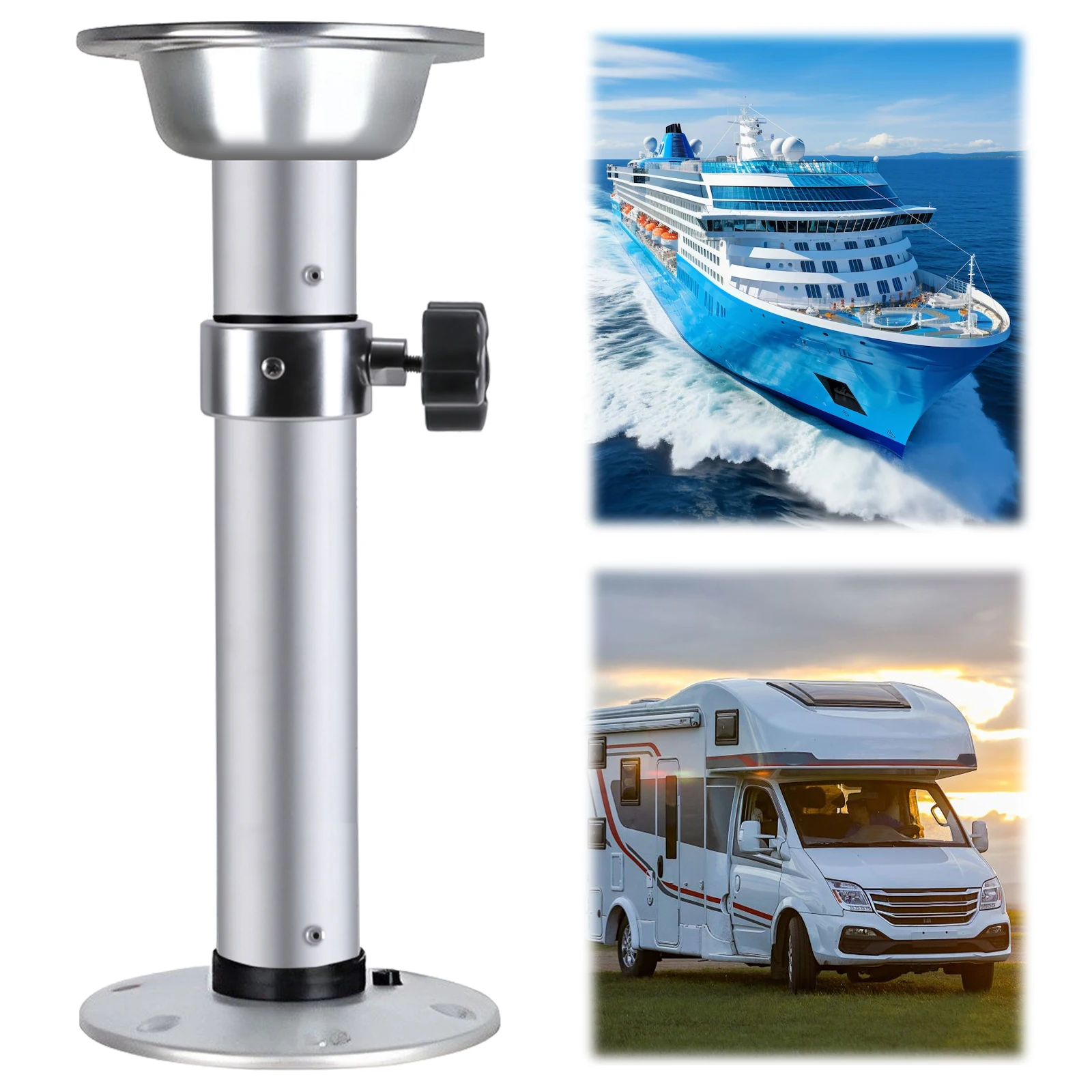 Detachable Aluminum Alloy Stand Base 3 Levels RV Standing Pedestal Leg One-Leg Lifting System for Boat Yacht Motorhome Caravan
