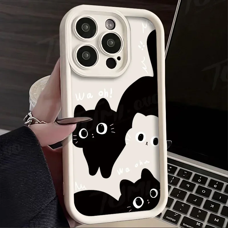 Coque de t�l�phone chat gros mignon, �tui antichoc en TPU souple mat pour Xiaomi 14T 13T 15 Pro Poco X7 f6 M6 Pro Redmi Note 14 Pro Plus 14C
