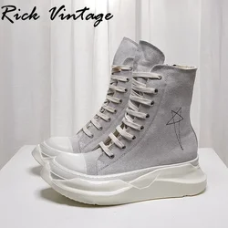 Rick Vintage męskie tenisówki luksusowe adidasy buty sznurowane na co dzień mężczyzna wzrost zapinany na suwak wysokie buty do kostek