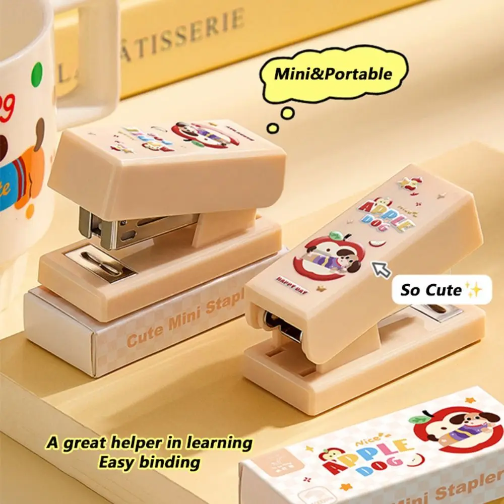 Dachshund/Black Cat Stapler Mini Portable Use 24/6 Staples Manual Stapling Machine Labor-saving Portable Bookbinding Machine