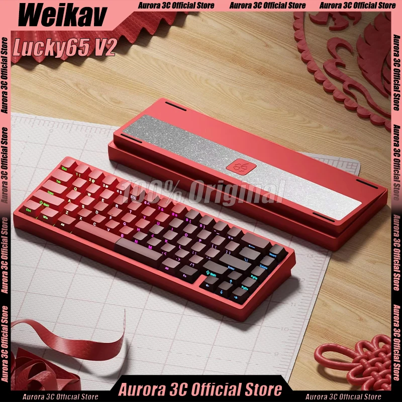 Weikav Lucky65 V2 Keyboard Aluminium Alloy Mechanical Gaming Keyboard 3 Mode Rgb Customs Structure Hotswap Gasket Pc Accessories