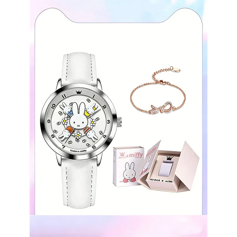 

Новые часы Miffy Kawaii, студенческие часы-карусель, корейские повседневные украшения, мультфильм, аниме, пара, подарок на день рождения