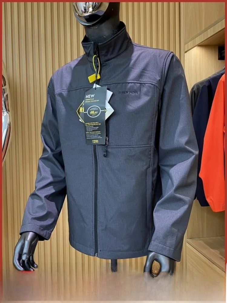 

Men's Outdoor Lightweight Casual Fce Lined Stand Collar Soft ell Jaet Windproof Water Repellent Autumn Winter Coat