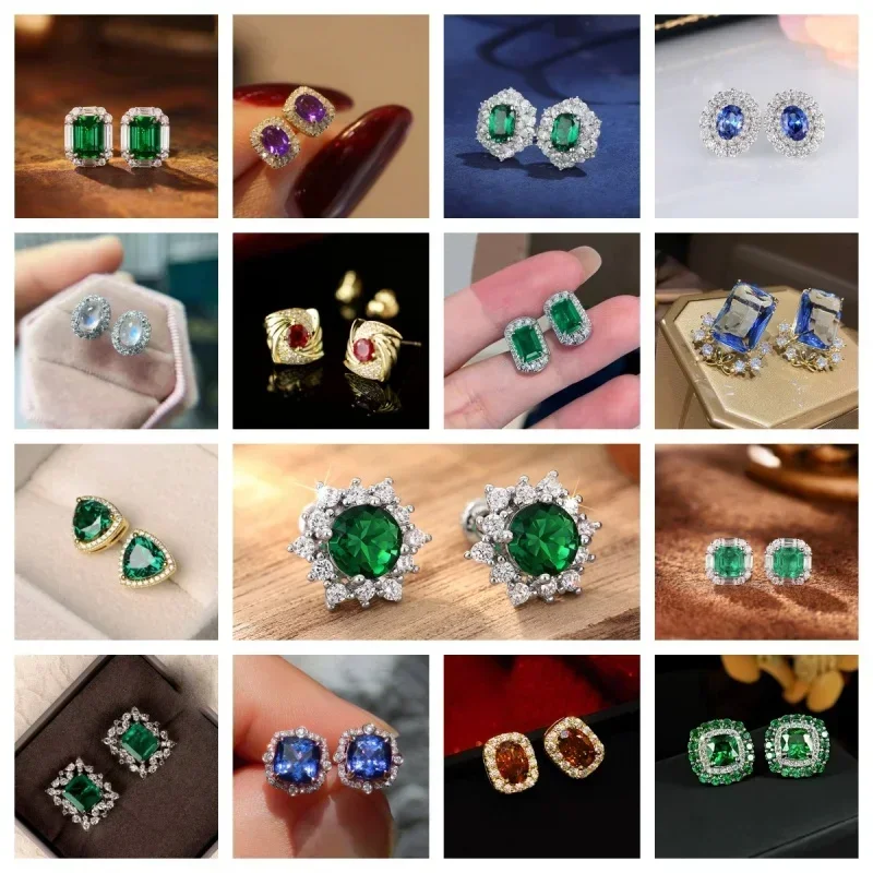 2026 New Fashionable Multi-color Zircon Shiny Earrings, Personalized and Niche, Attending Banquets, Jewelry Wholesale