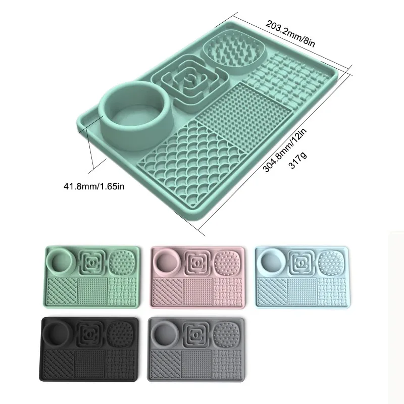 6 in 1 Slow Feeder Dog Bowls Silicone Licking Mat for Dogs Lick Mat Silicon Feeding Mat Large Dog Feeder Bowl Cat Feeding Pad