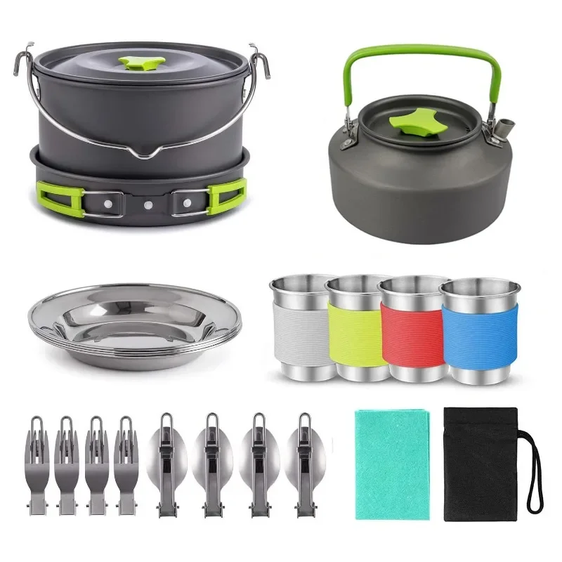 Outdoor Products Camping Picnic Pot Set New Portable Camping Cookware Quick Heating Furnace Aluminum Pot