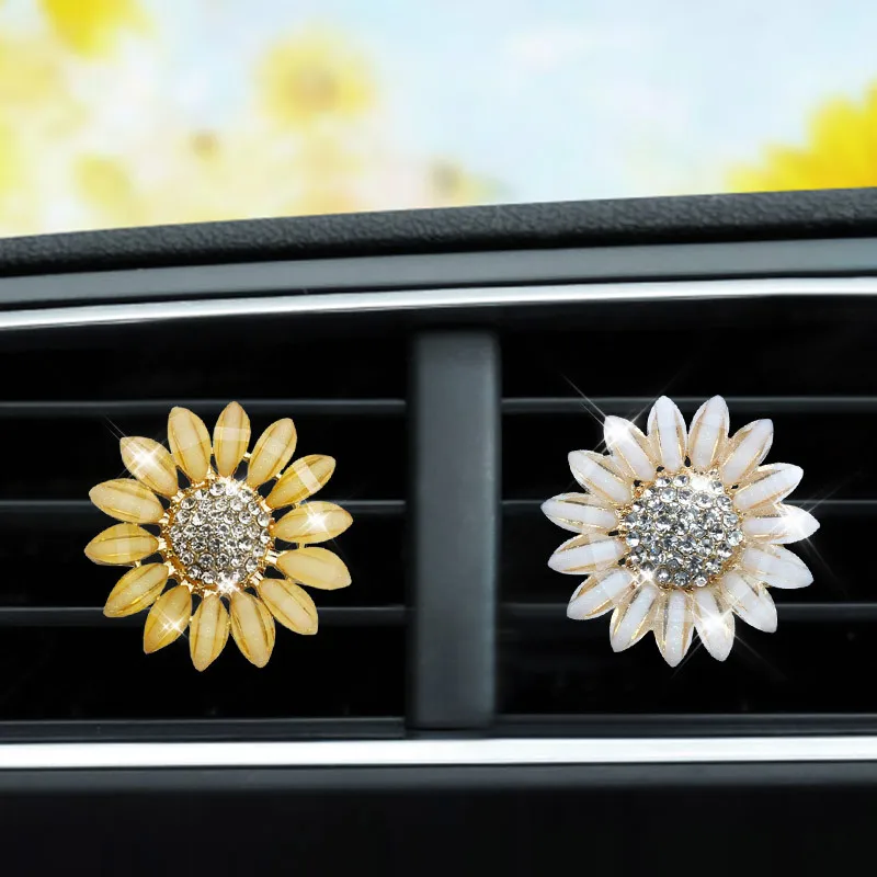 Sunflower Car Decoration Air Freshener In Auto Outlet Perfume Clip Car Fragrances Diffuser Bling Car Accessories Interior Gifts