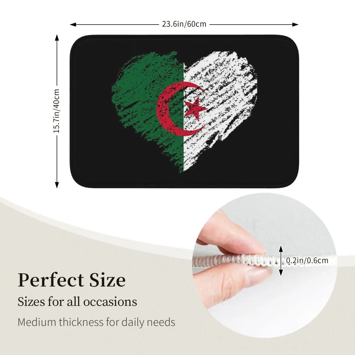 Scribble I Love Algeria Flag Doormat Kitchen Entrance Home Floor Mat Non-slip Carpet Rug for Living room Footpad Mats