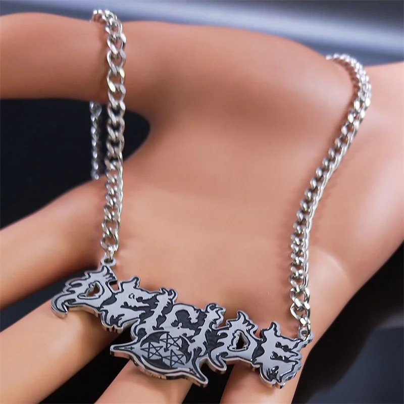 Music Band DEICIDE Pendant Necklace Stainless Steel Silver Color Punk Heavy Metal Chain Necklaces Jewelry collar hombre N7744