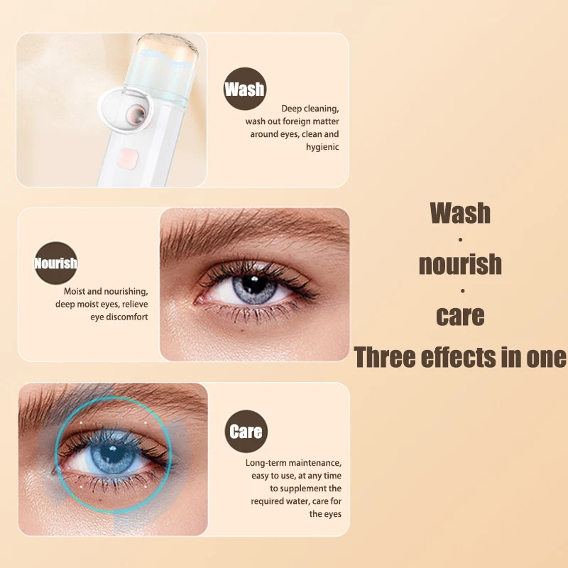 1 szt. Nano Atomizer Nawilżający do Oczu, Instrument do Spa Oczu i Skóry, Masażer do Oczu 3w1 Zapobiegający Zanętności Oczu