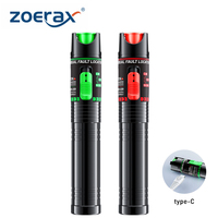 ZoeRax 30/15mW Fiber Optic Visual Fault Locator Recargable FC/LC Adapter Green/Red Light Pen Type-C Fiber Network Cable Test
