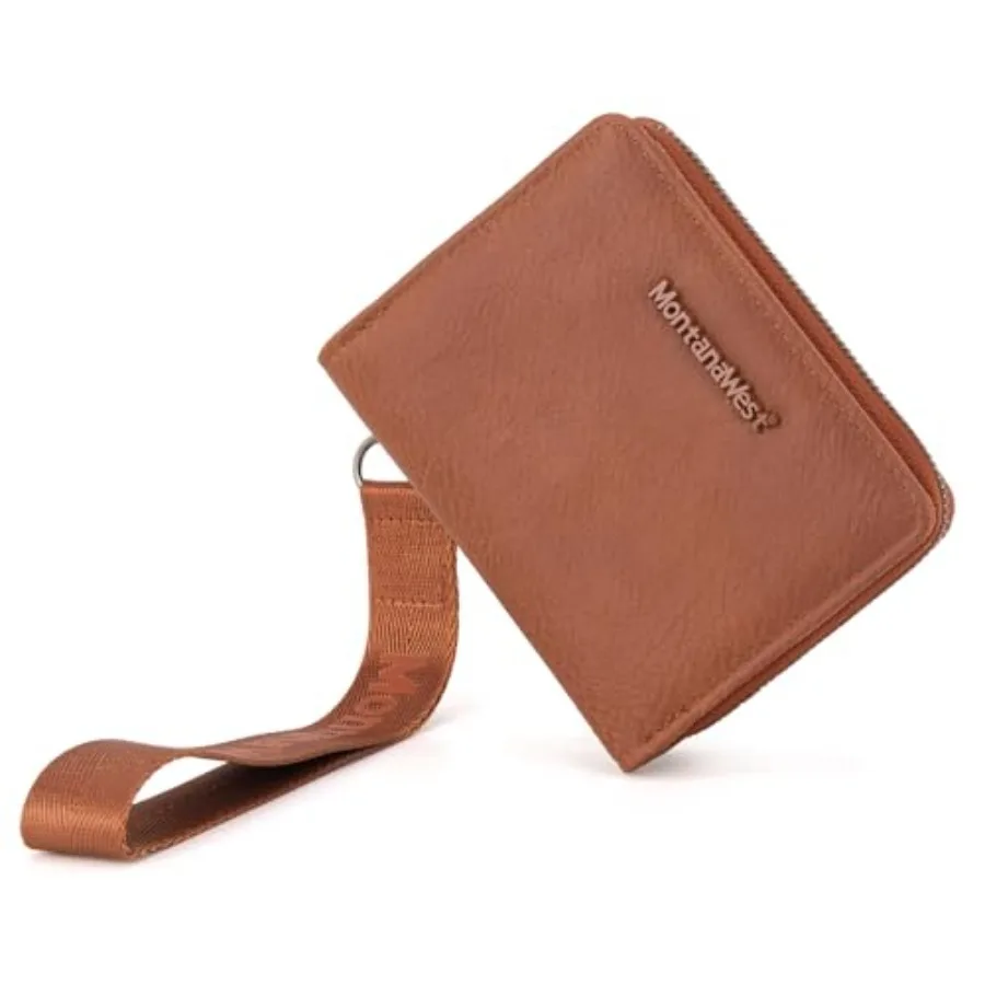 

Small Wallet Woman with a Detachable Wristlet Brown Women's Wallet with Rfid Blocking Lining Minimalist Lightweight and Easy to