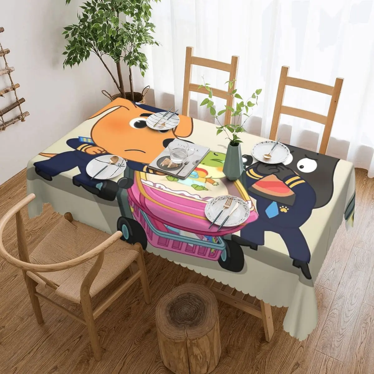 Sheriff Labrador Custom Rectangular Tablecloth Waterproof Table Cover for Festival Party Decorations Table Cloth