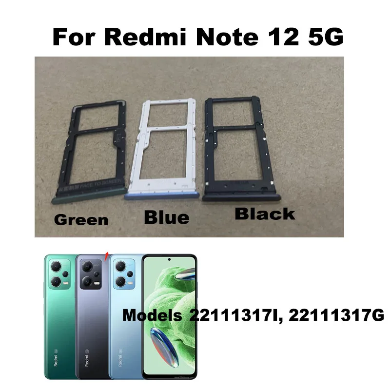 New For Xiaomi Redmi Note 12 5G Sim Card Tray Slot Holder Socket Adapter Connector Repair Parts Replacement