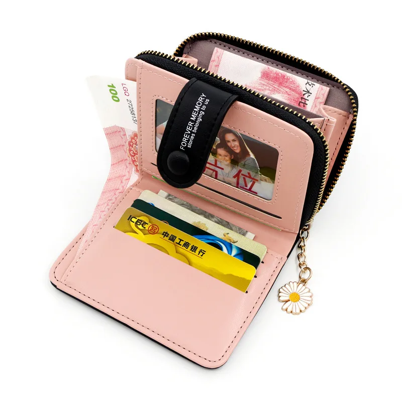 Personalized Women's Short Zipper Buckle Zero Purse Embroidered Women's Card Bag