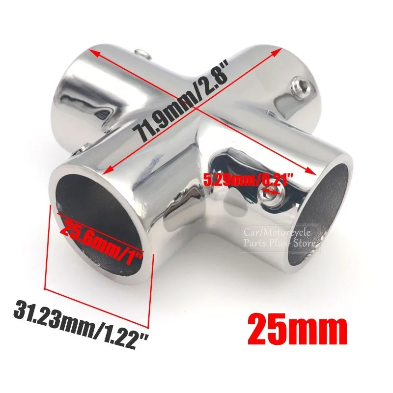 25mm Pipe Butt Welding Cross Corner Fitting 4 Way Boat Pipe Connector Handrail Tube Railing for Marine Yach Deck Hardware