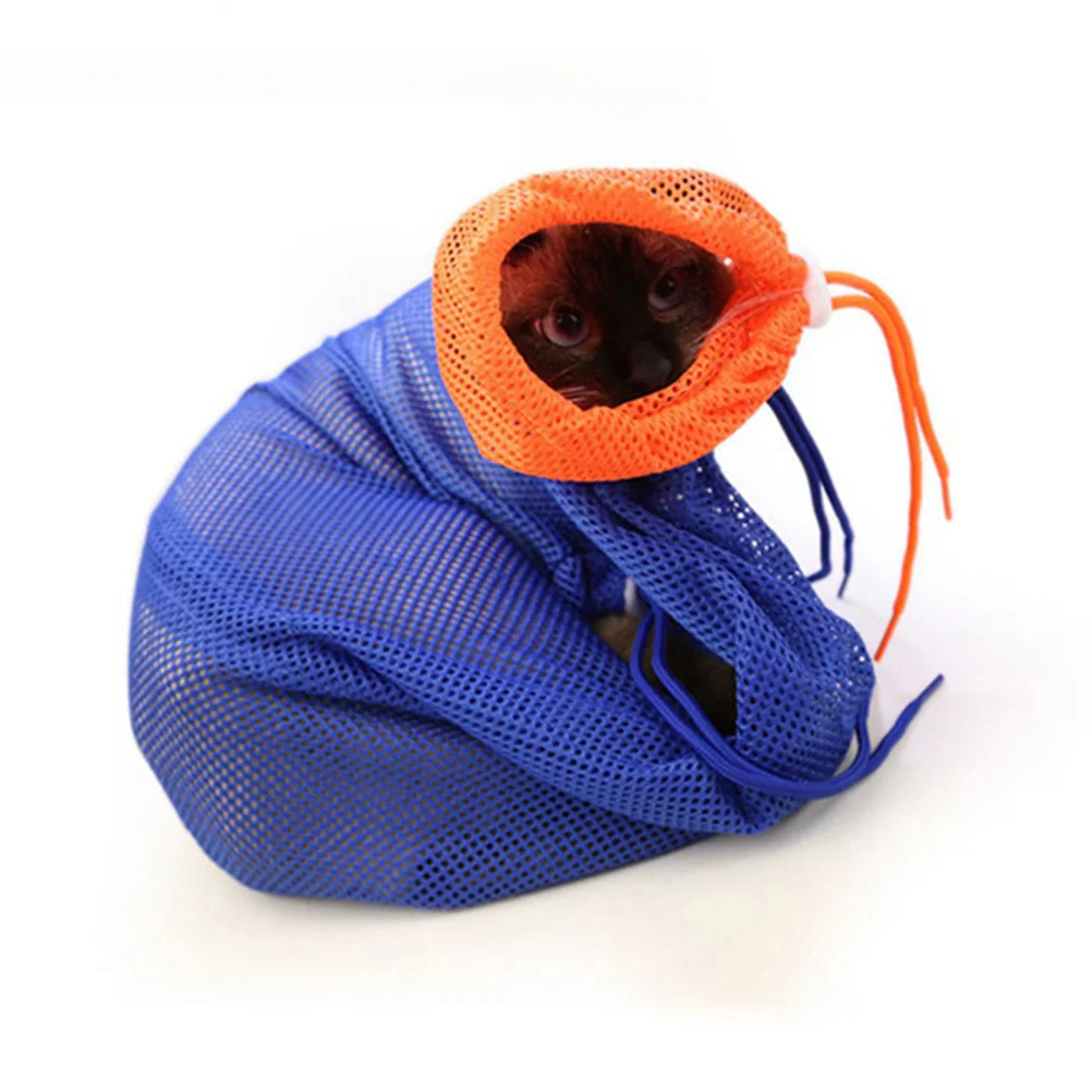 

Adjustable Cat Bathing Bag Breathable Mesh Scratch Bite Resistant Grooming For Nail Trimming Washing With Drawstring
