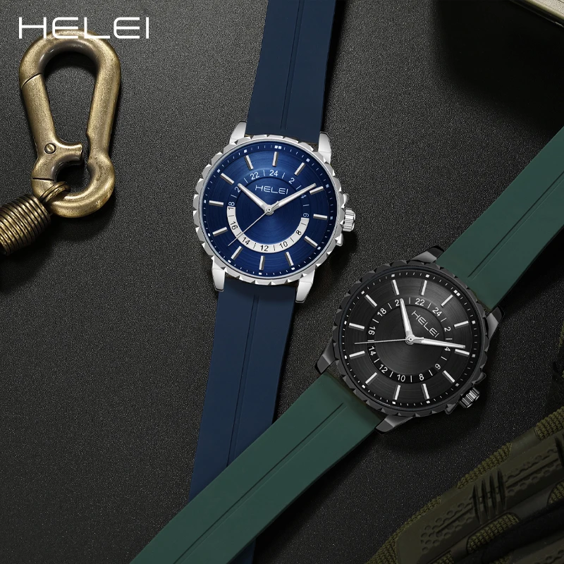 HELEI gorący Model 2024 sternik z serii moda Trend wielofunkcyjny kwarcowy męski zegarek kwarcowy zegarki męskie