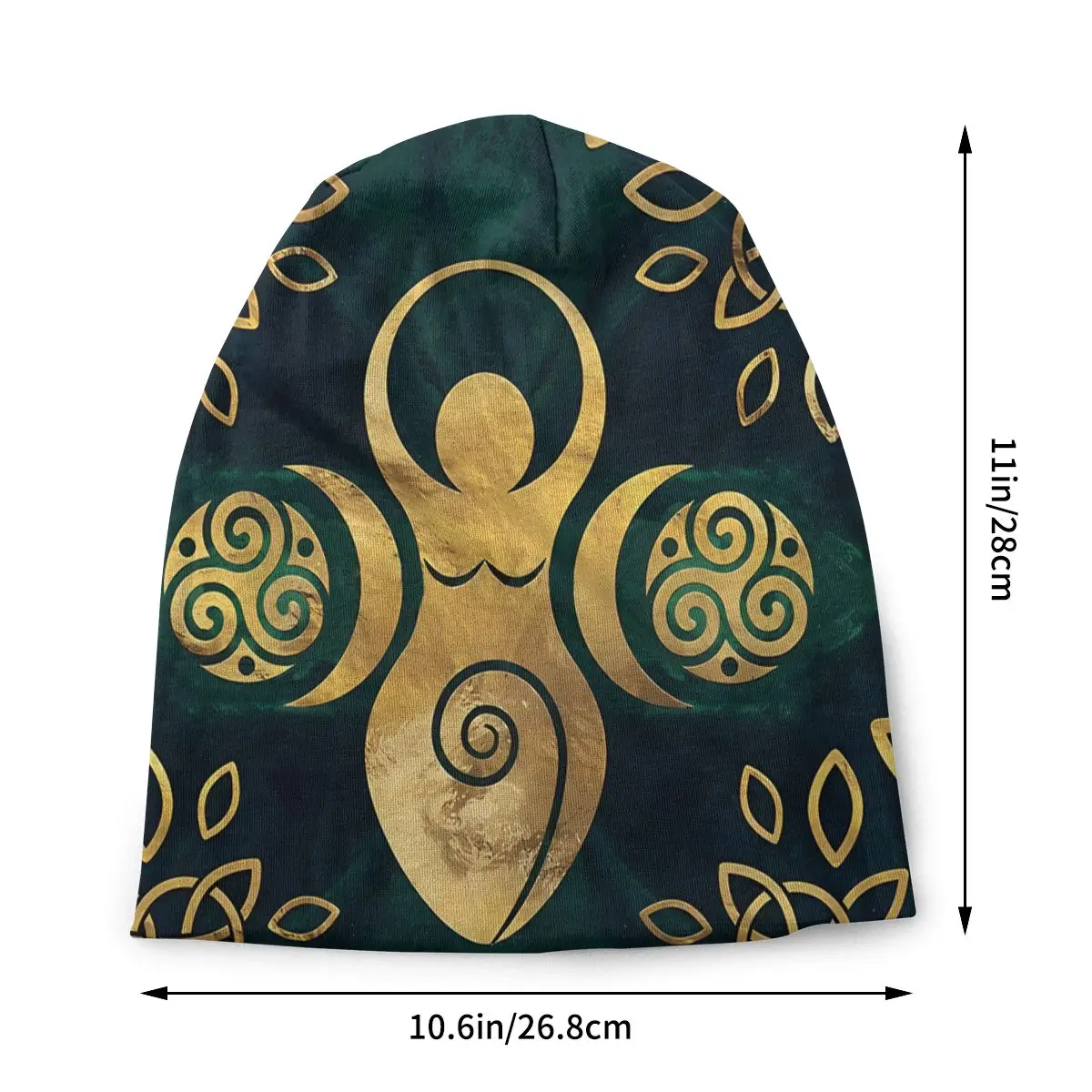 Gold On Shimmer Green Bonnet Homme Outdoor Viking Triple Moon Goddess Thin Skullies Beanies Caps Novelty Hats