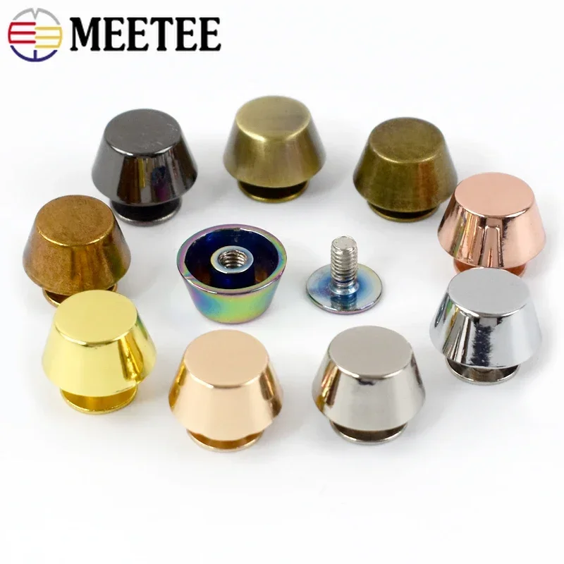 10-50Pcs Meetee Metal Rivets Buckle Handbag Bottom Protecting Feet Studs Screw Nail Buckles DIY Bag Leather Craft Accessories