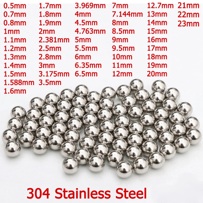 304 Stainless Steel Balls Solid Smooth Bearing Steel Ball Spherical Bead Ball 0.5/0.8/1/1.5/2/2.381/2.5/3/3.5/4~23mm