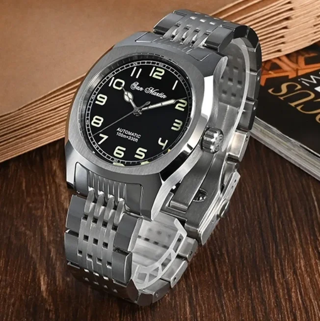 San Martin Men Automatic Watch Pilot 38mm Square Mechanical Wristwatch Sapphire Mirror 10ATM Waterproof C3 Luminous PT5000/SW200