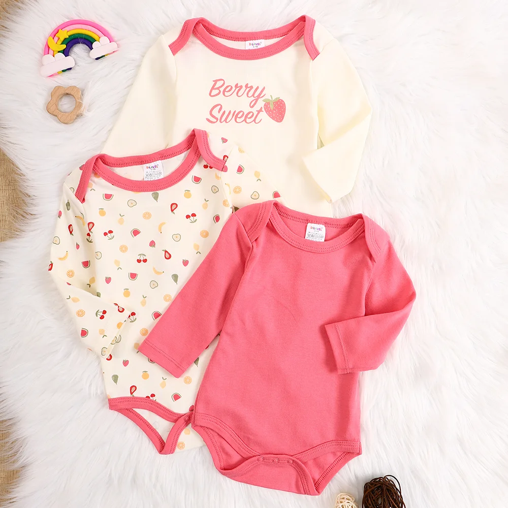 Baby girl clothes New style 3PCS Baby girl onesie Spring/Autumn long-sleeved onesie Cotton fabric Suitable for 0-9months