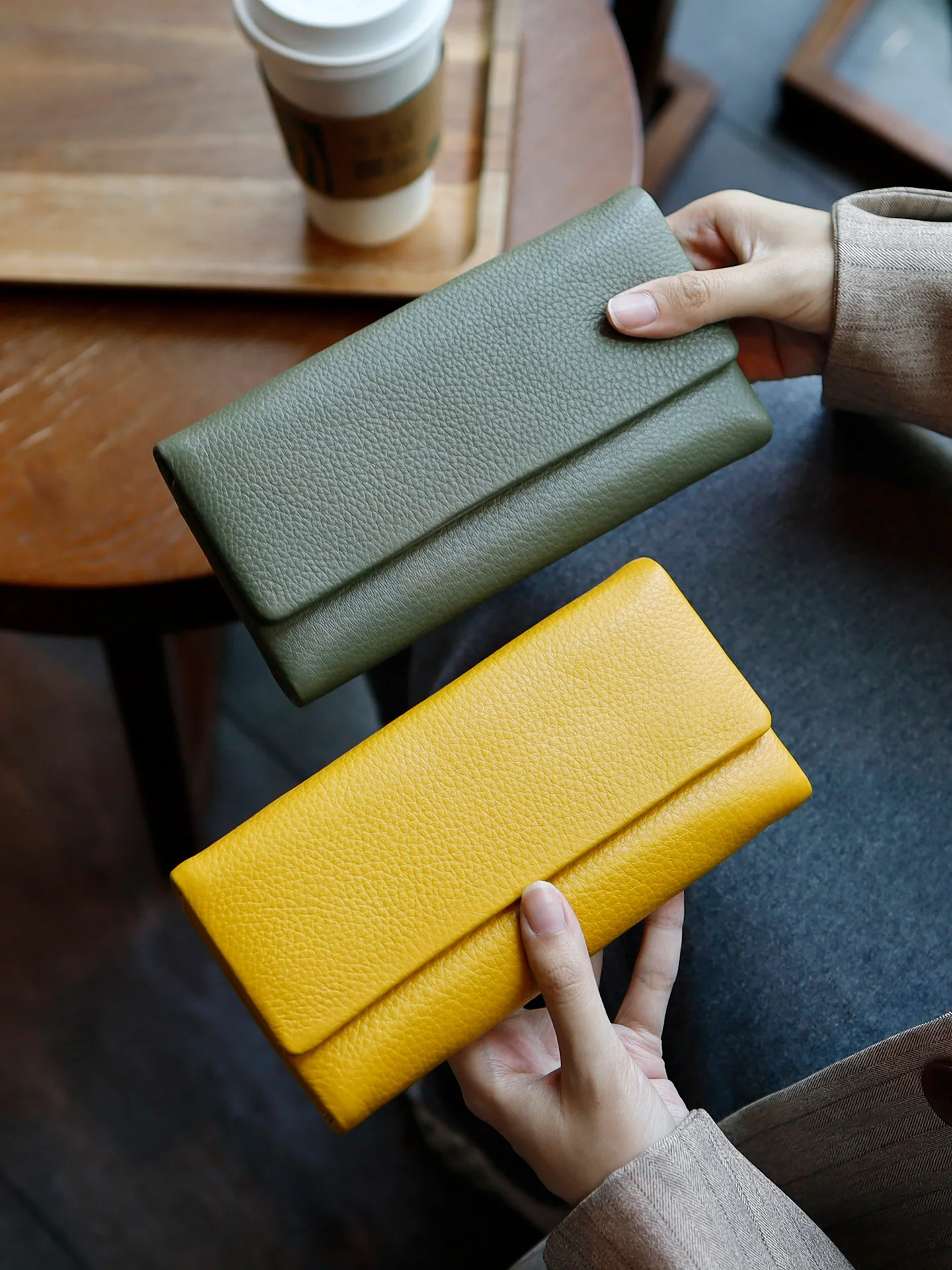 new-large-capaci-long-leather-wallet-for-women-top-layer-cowhide-multi-card-slot-money-clip-horizontal-multi-function-handbag