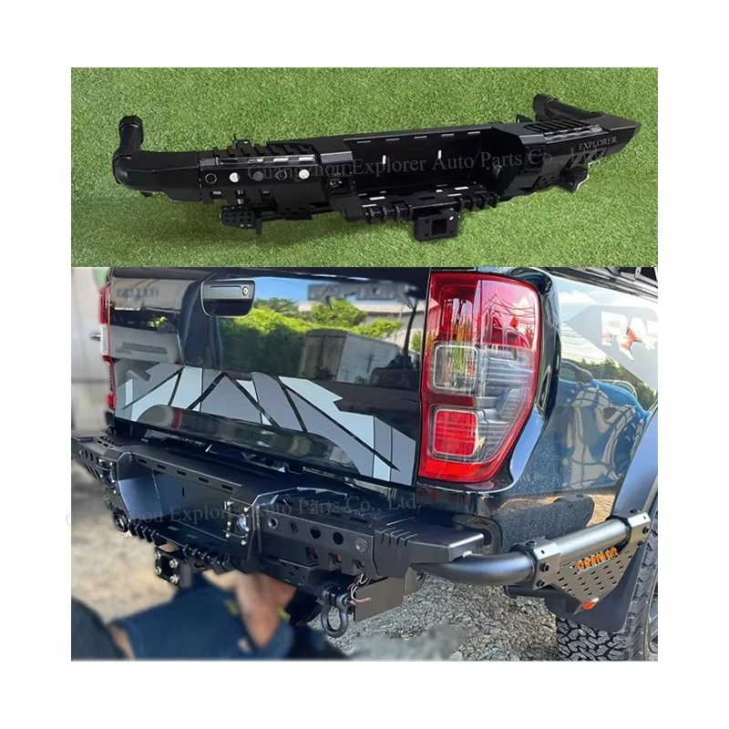Car Steel Rear Bumper for Ranger T7 T8 with Led Light Shackle Pick up Car 4X4 Accessories Facelift Kit Bumper Bar