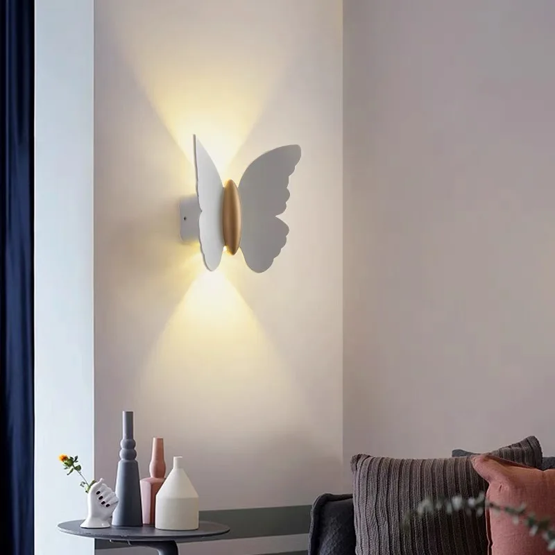 

Modern Creative Outdoor Decorative Wall Lamp Nordic Minimalist LED Wall Light Bedside Staircase Corridor Metal Butterfly Sconce