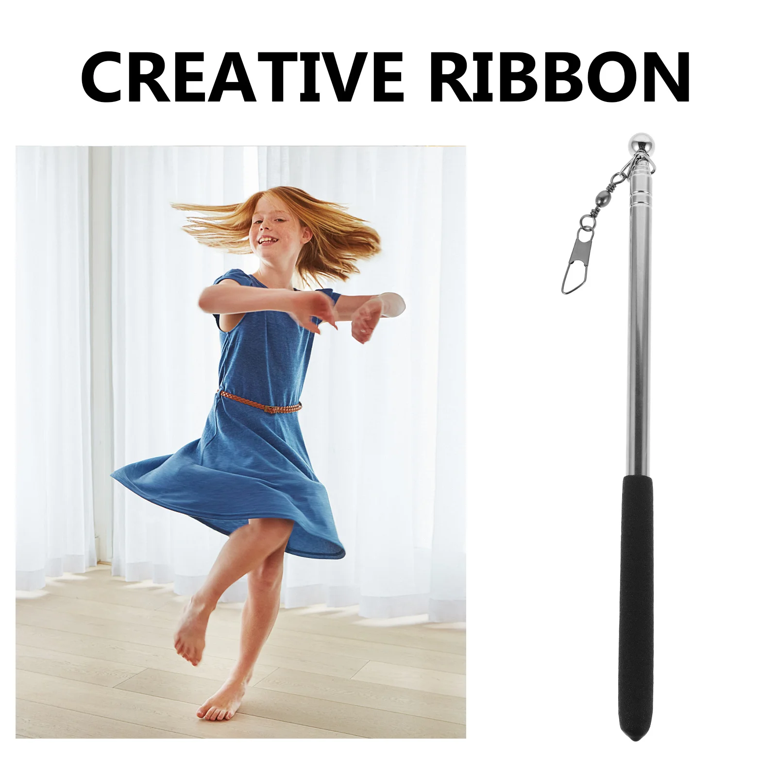Adjustable Gymnastics Ribbon Stick Lightweight Dancing Wand for Rhythmic Dance Streamers Circus Carnival Shows