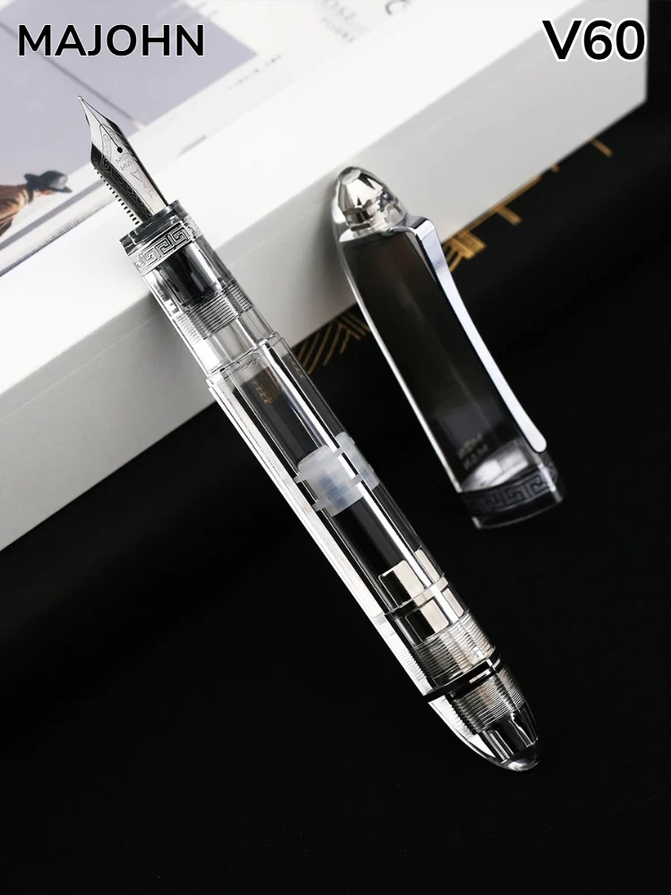 

MAJOHN V60 Creative Triangular Piston Resin Fountain Pen Schmidt Refill Silky Grip Writing Gift School Supplies Stationery