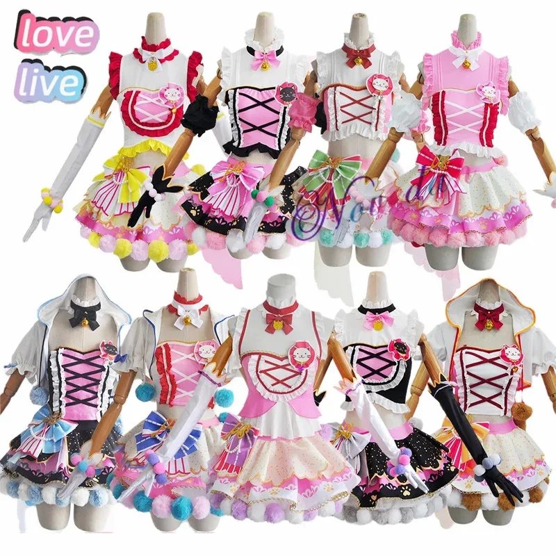 Disfraz de Anime LoveLive Cat Twin Tail Arcade Love Live, disfraz de Kotori Nico Tojo Maki Eli Ayase Nozomi Honoka, uniforme de vestido Lolita