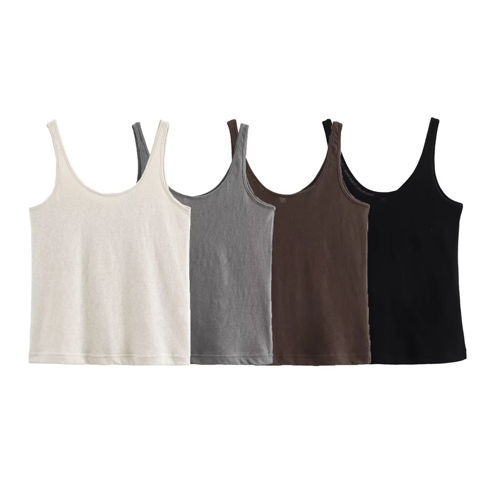 TRAF High quality short tank top, slim fit, can be worn externally with suspender dance tank top, sleeveless trendy style