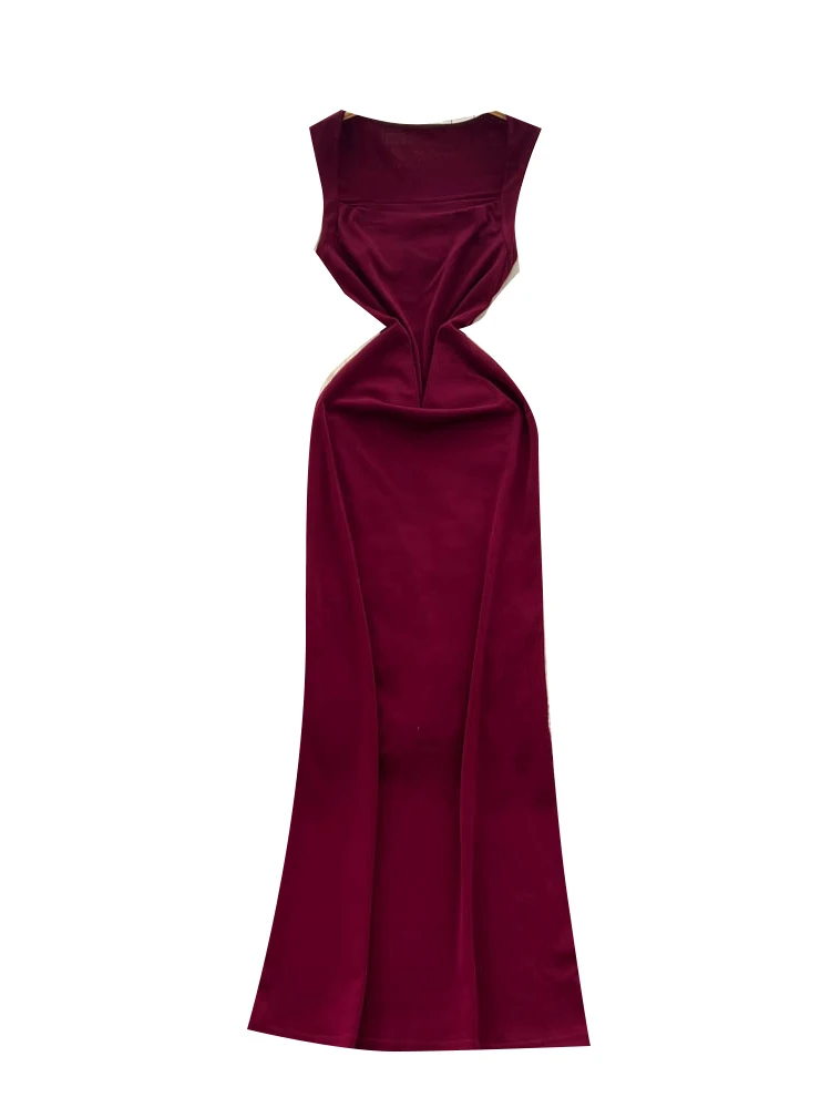 Vestido e mata sin mangas para mujer, falda acampanada de cintura alta, moda de verano, cuello cuad, vestid...