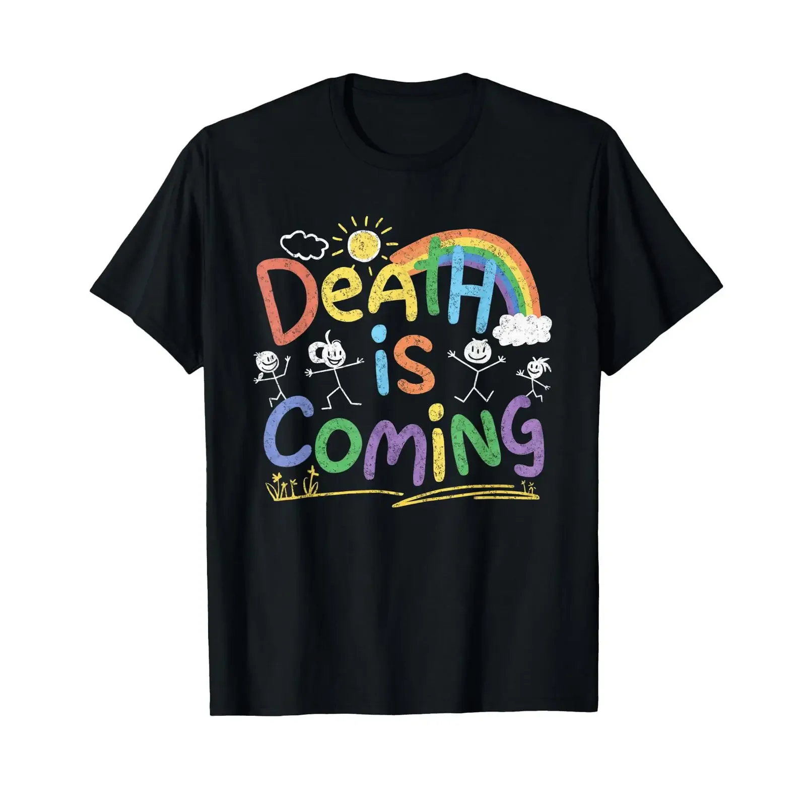 Dark Humor Delights Death Is Coming Funny Sarcastic Product Adults T Shirt Black Small vintage Washed Soft Unisex fashion