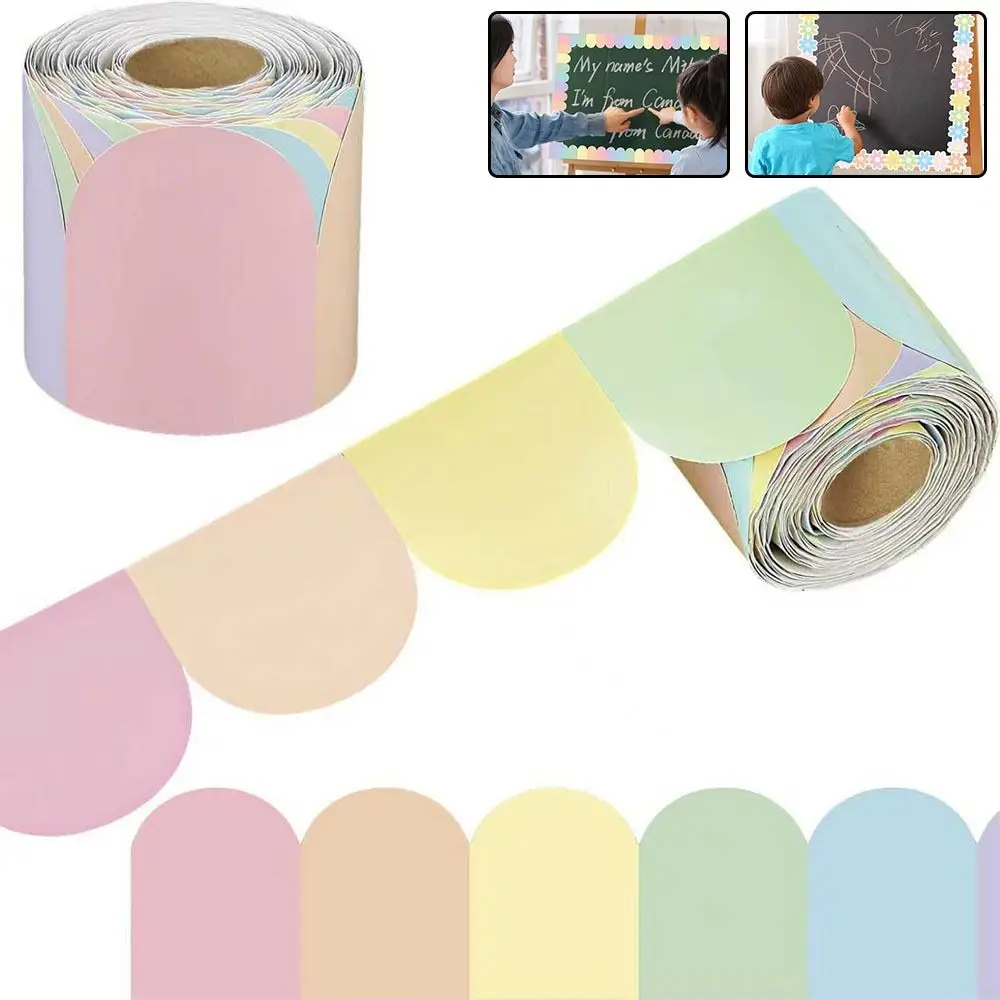 Nuevas pegatinas de borde de póster de colores, con diseño floral, de papel con borde ondulado, impermeables, para decoración de pared en aulas, tableros de anuncios y fiestas en el hogar